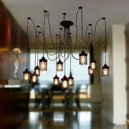 Vintage Edison Multiple Justerbar DIY Loftlampe Lys Pendel Belysning Lysekrone Moderne Chic Industriel Spisestue