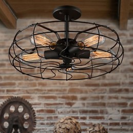 Loft Vintage Creative Lighting Lamper Amerikansk Country Style Minimalistisk Iron Industrial Fan Lysekrone