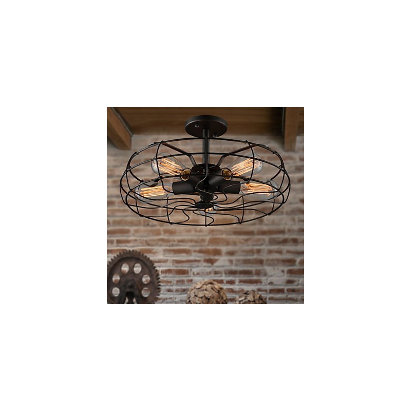 Loft Vintage Creative Lighting Lamper Amerikansk Country Style Minimalistisk Iron Industrial Fan Lysekrone