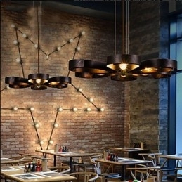 American Country Iron Industrial Wind blomst Pendel