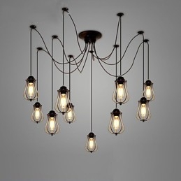 Vintage Edison Multiple Justerbar DIY Loftlampe Lys Pendel Belysning Lysekrone Moderne Chic Industriel Spisestue