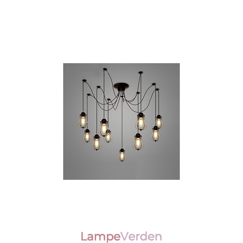 Vintage Edison Multiple Justerbar DIY Loftlampe Lys Pendel Belysning Lysekrone Moderne Chic Industriel Spisestue