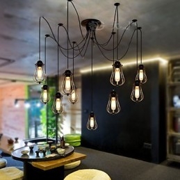 Vintage Edison Multiple Justerbar DIY Loftlampe Lys Pendel Belysning Lysekrone Moderne Chic Industriel Spisestue