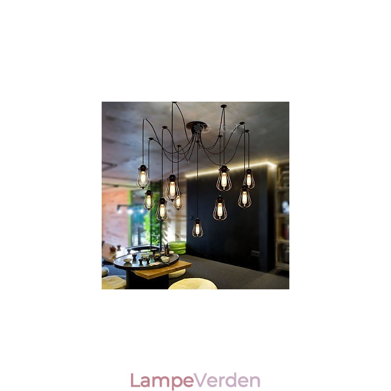 Vintage Edison Multiple Justerbar DIY Loftlampe Lys Pendel Belysning Lysekrone Moderne Chic Industriel Spisestue