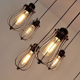 Vintage Edison Multiple Justerbar DIY Loftlampe Lys Pendel Belysning Lysekrone Moderne Chic Industriel Spisestue