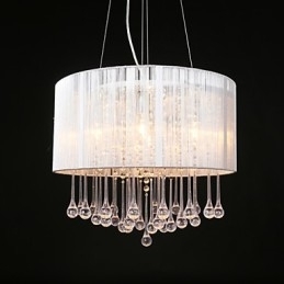 Drum Pendant Moderne 4 Lights Winding Lampeskærm Krystal Lysekrone Lysekrone Moderne Minimalistisk Design