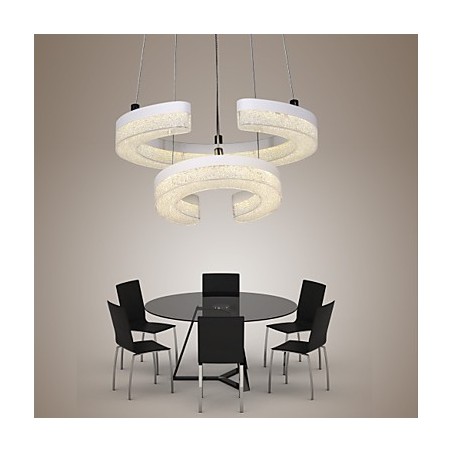 Crystal Pendel Light Bogstavet "C" Form Modern Lampe To ringe Crystal Pendel Light Bogstavet "C" Form Modern Lampe To ringe