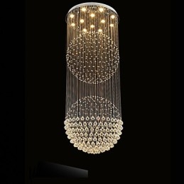 Pendel Moderne Krystal Lysekrone 12 Lys Sølv Canpoy Klar Krystal Globe Loftslamper Armaturer