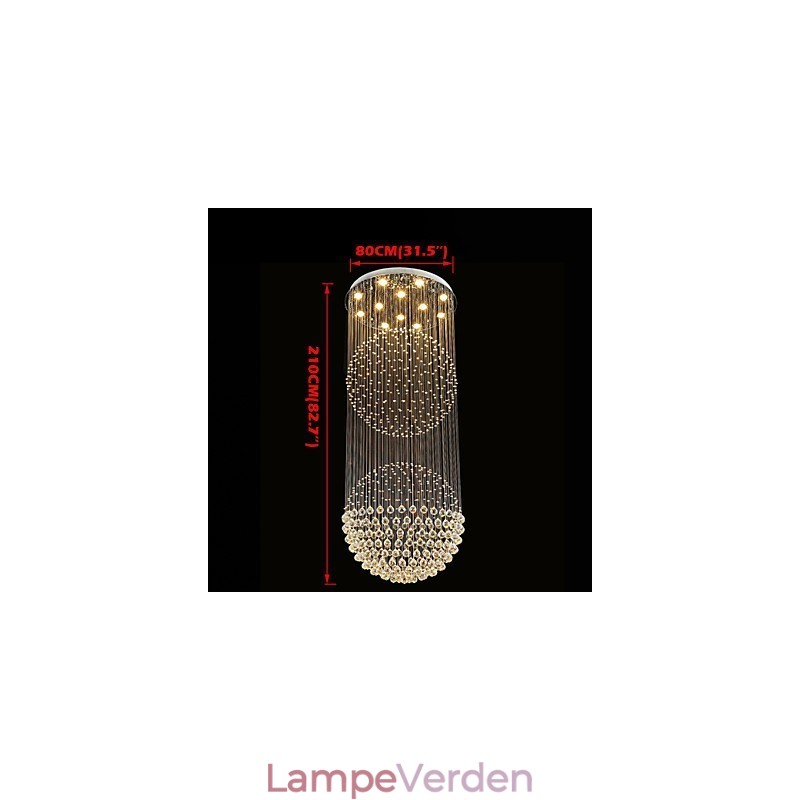 Pendel Moderne Krystal Lysekrone 12 Lys Sølv Canpoy Klar Krystal Globe Loftslamper Armaturer