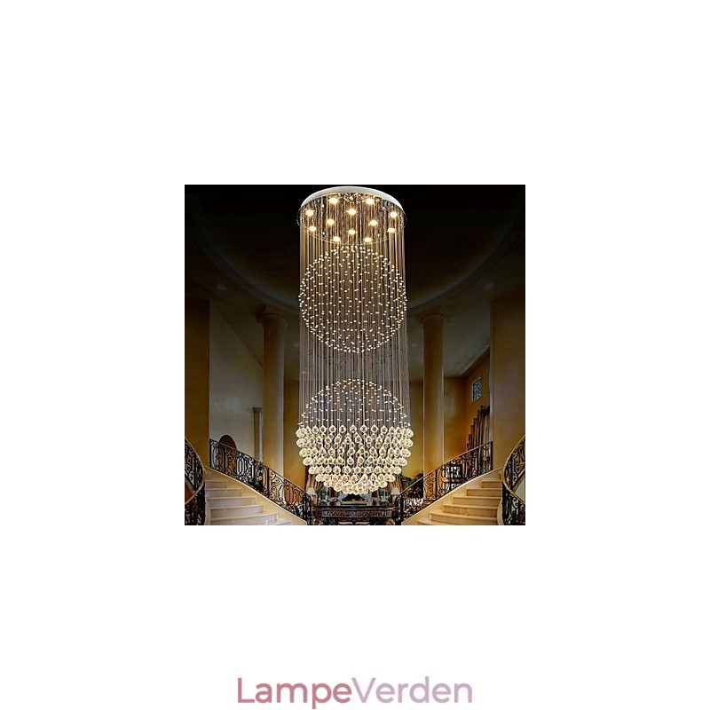 Pendel Moderne Krystal Lysekrone 12 Lys Sølv Canpoy Klar Krystal Globe Loftslamper Armaturer