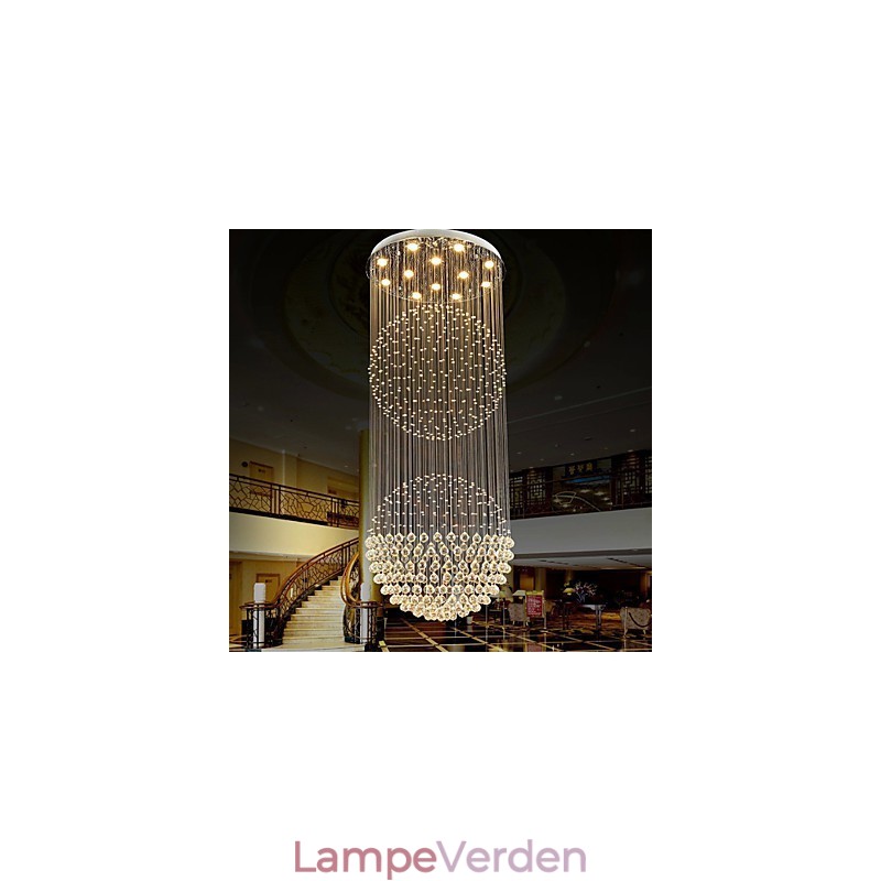 Pendel Moderne Krystal Lysekrone 12 Lys Sølv Canpoy Klar Krystal Globe Loftslamper Armaturer