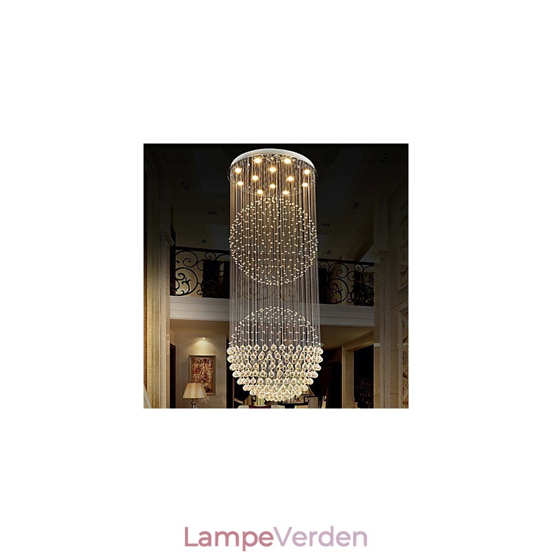 Pendel Moderne Krystal Lysekrone 12 Lys Sølv Canpoy Klar Krystal Globe Loftslamper Armaturer