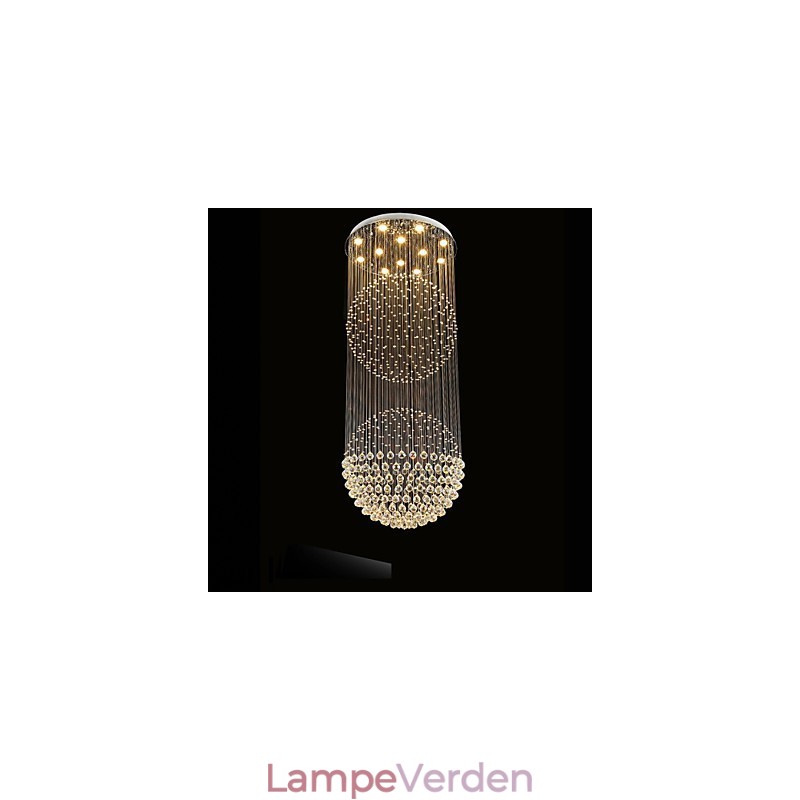 Pendel Moderne Krystal Lysekrone 12 Lys Sølv Canpoy Klar Krystal Globe Loftslamper Armaturer