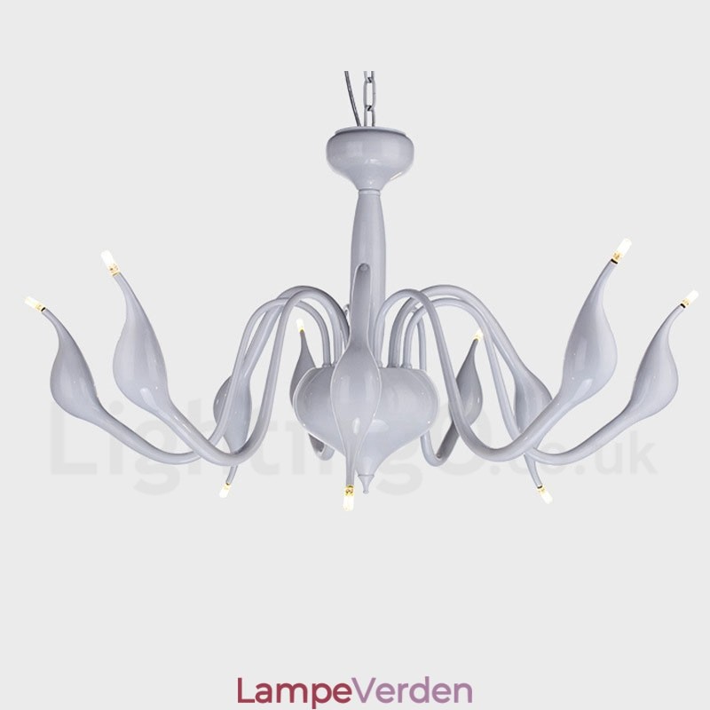 9 Lyse hvid moderne moderne galvaniseret metal lysekrone