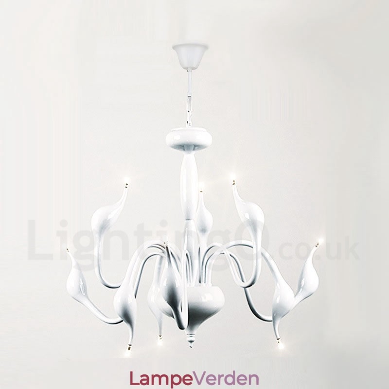 9 Lyse hvid moderne moderne galvaniseret metal lysekrone