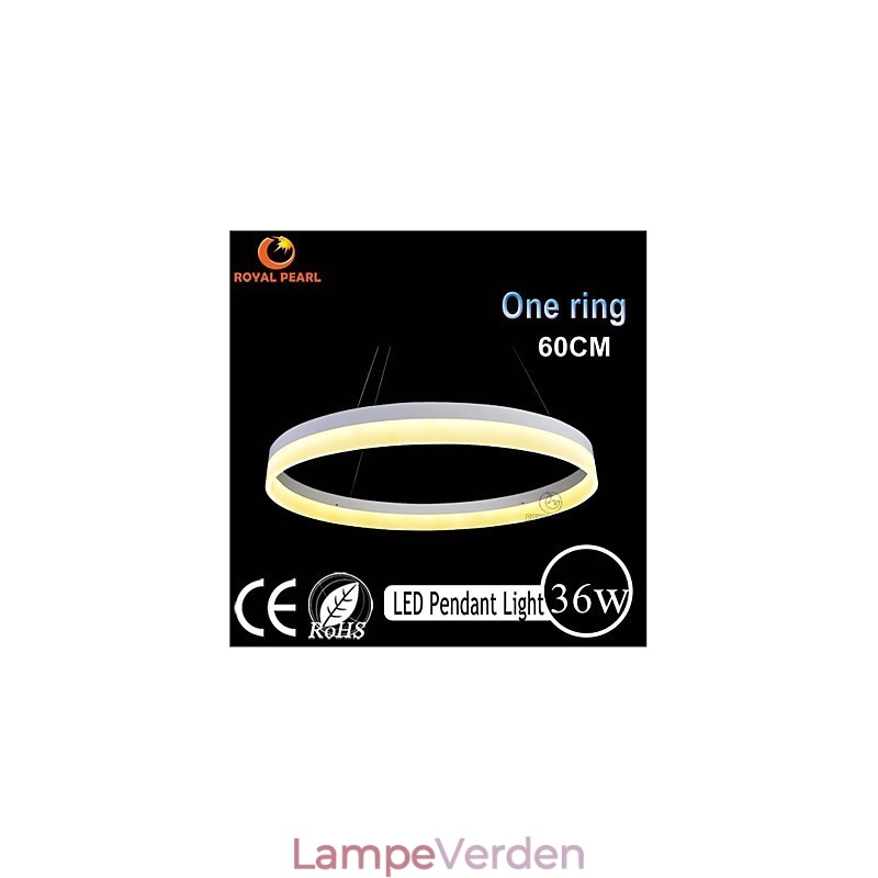1 Ring 3 Ringe Art Deco Lysekrone 60cm Pendel 36W