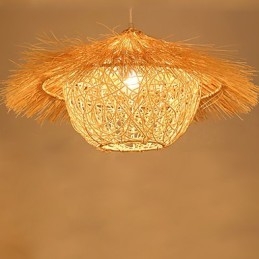 Moderne landdistrikter Cany Art Vævet Rattan Single Head Droplight Lampe