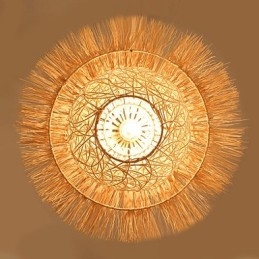 Moderne landdistrikter Cany Art Vævet Rattan Single Head Droplight Lampe