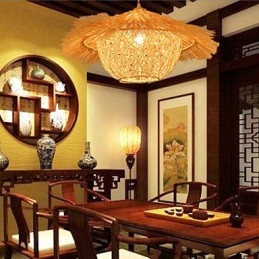 Moderne landdistrikter Cany Art Vævet Rattan Single Head Droplight Lampe