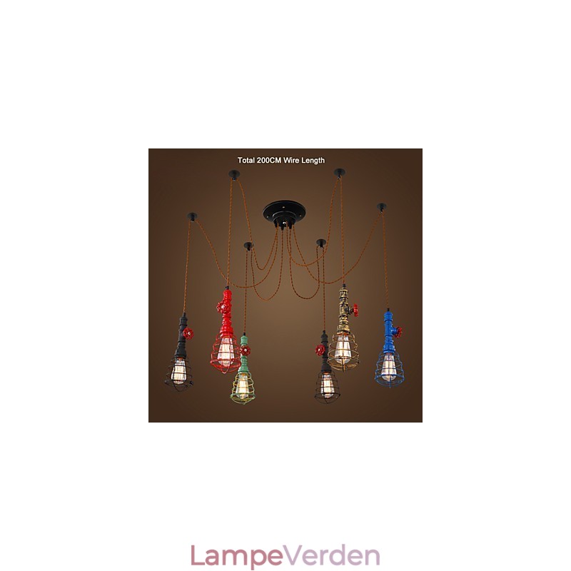 6 Lights Vintage Pendel Light Waterpipe Design Lights