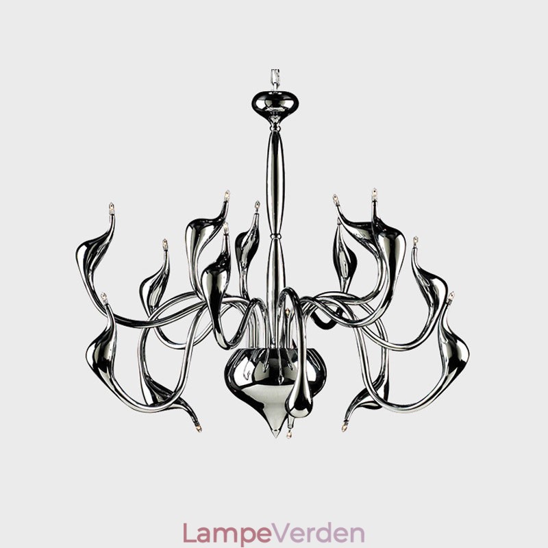 15 Lys sølv Moderne moderne, forkromet galvaniseret metal lysekrone
