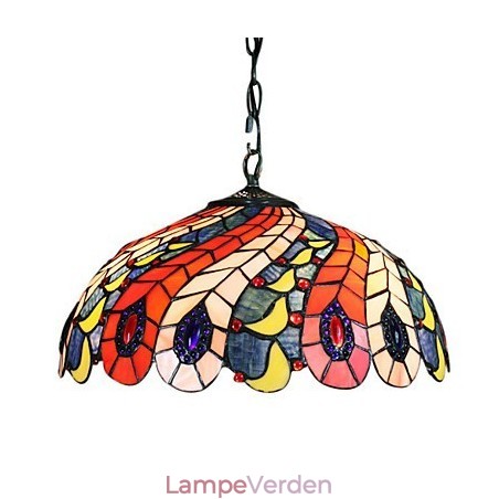 Pendel med 2 lys i påfuglefjermønstret skærm