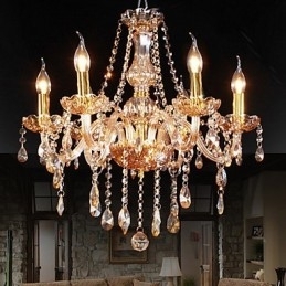Amber 6 Lights Elegant krystal lysekrone til hjemmet