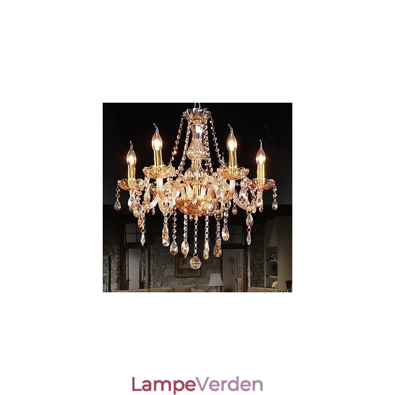 Amber 6 Lights Elegant krystal lysekrone til hjemmet