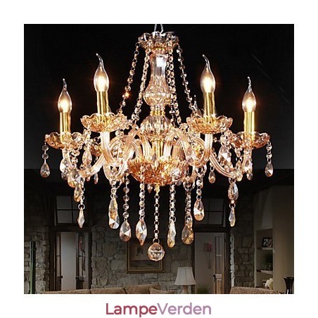 Amber 6 Lights Elegant krystal lysekrone til hjemmet Amber 6 Lights Elegant krystal lysekrone til hjemmet