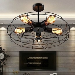 Industriel Vintage Metal Fan Pendel Lampe Steampunk Loftslysekrone Light