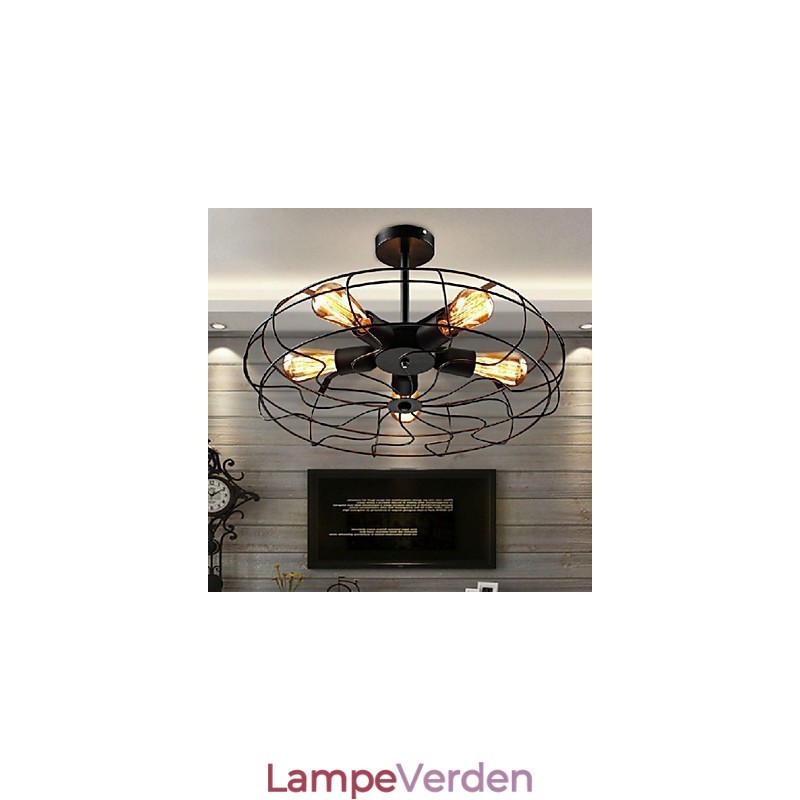 Industriel Vintage Metal Fan Pendel Lampe Steampunk Loftslysekrone Light