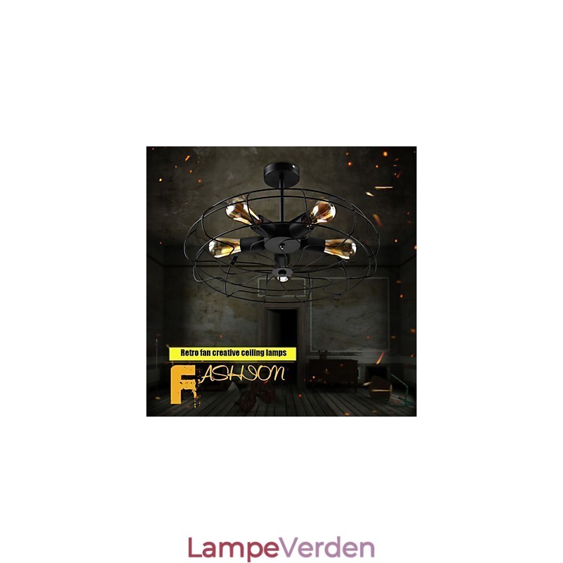 Industriel Vintage Metal Fan Pendel Lampe Steampunk Loftslysekrone Light