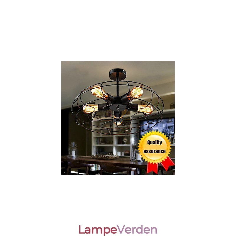 Industriel Vintage Metal Fan Pendel Lampe Steampunk Loftslysekrone Light