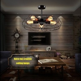 Industriel Vintage Metal Fan Pendel Lampe Steampunk Loftslysekrone Light
