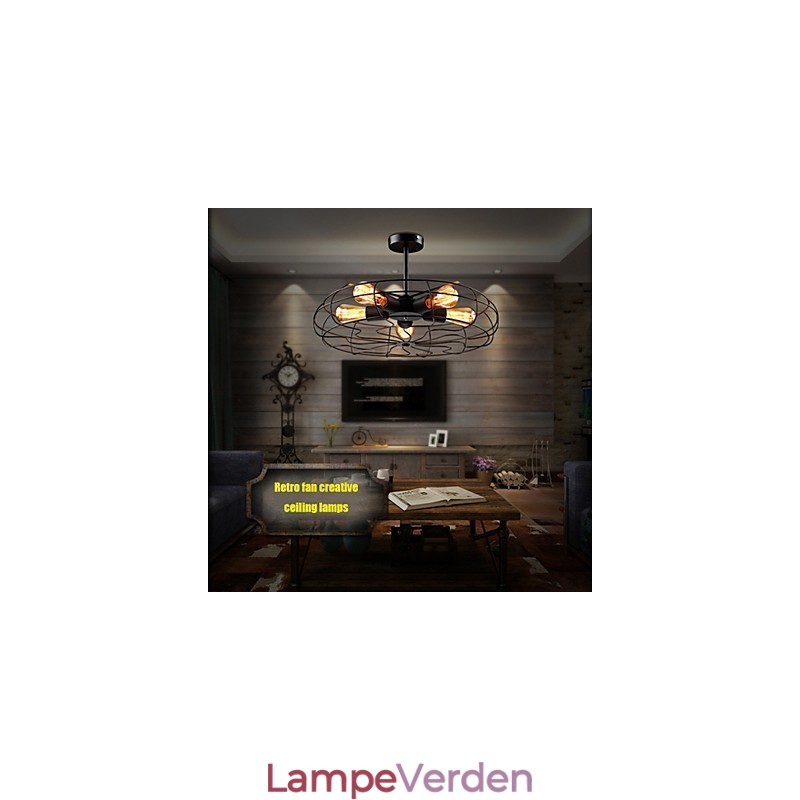 Industriel Vintage Metal Fan Pendel Lampe Steampunk Loftslysekrone Light