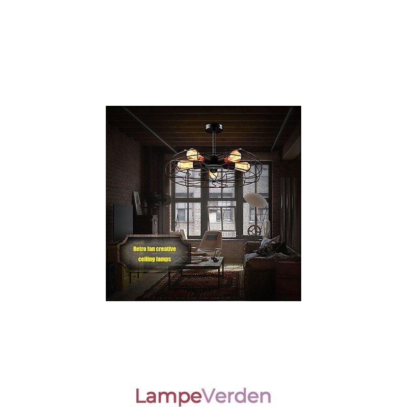 Industriel Vintage Metal Fan Pendel Lampe Steampunk Loftslysekrone Light