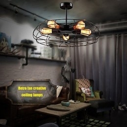 Industriel Vintage Metal Fan Pendel Lampe Steampunk Loftslysekrone Light