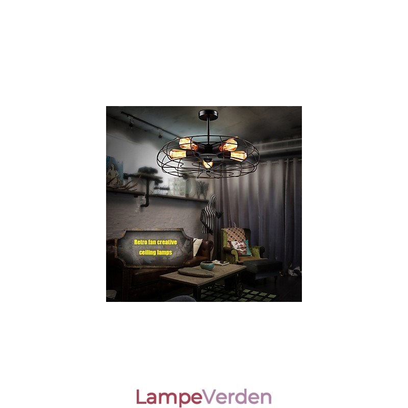 Industriel Vintage Metal Fan Pendel Lampe Steampunk Loftslysekrone Light