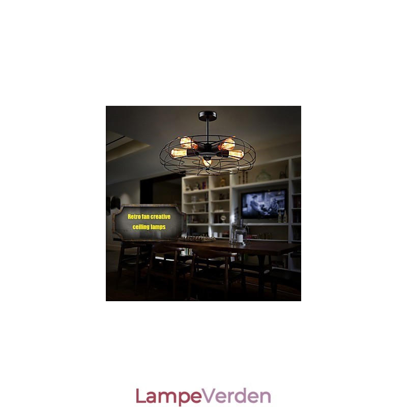 Industriel Vintage Metal Fan Pendel Lampe Steampunk Loftslysekrone Light