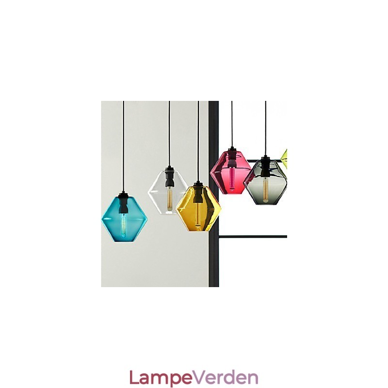 Candy Color Single Head Art Glaslysekrone Pendellampe med glasskærm (Grå Gul Grøn Rød Pink Blå Hvid)
