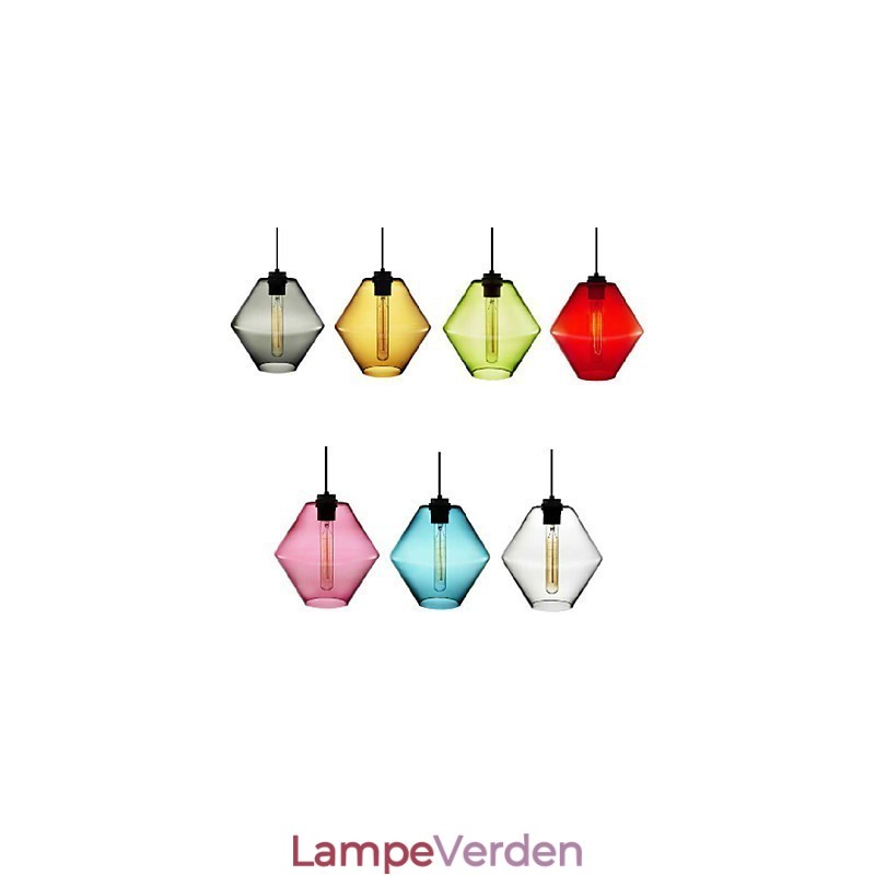 Candy Color Single Head Art Glaslysekrone Pendellampe med glasskærm (Grå Gul Grøn Rød Pink Blå Hvid)