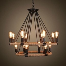 Traditionel klassisk rustik Lodge Vintage Retro Land maleri Metal Pendel Light