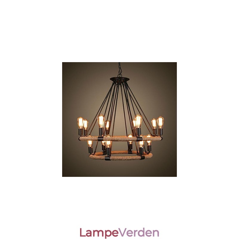 Traditionel klassisk rustik Lodge Vintage Retro Land maleri Metal Pendel Light