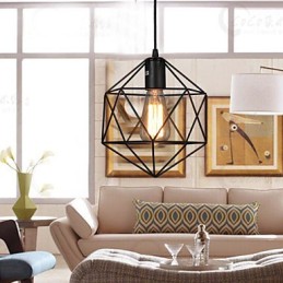 Geometrisk linje Diamond Smedejern lysekrone Pendel Light Modern Contemporary