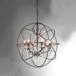 Vintage krystal maleri metal lysekrone