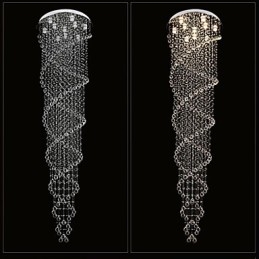 Loftslysekrone Light Pendel Light Lampe Belysningsarmaturer med K9 Crystal Double Spiral