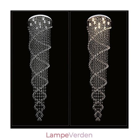 Loftslysekrone Light Pendel Light Lampe Belysningsarmaturer med K9 Crystal Double Spiral Loftslysekrone Light Pendel Light Lampe Belysningsarmaturer med K9 Crystal Double Spiral