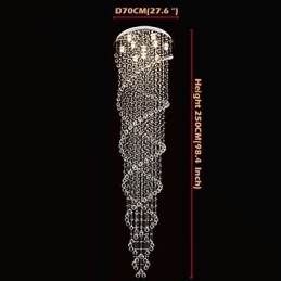 Loftslysekrone Light Pendel Light Lampe Belysningsarmaturer med K9 Crystal Double Spiral