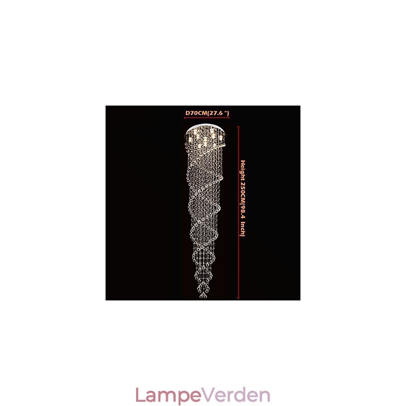 Loftslysekrone Light Pendel Light Lampe Belysningsarmaturer med K9 Crystal Double Spiral
