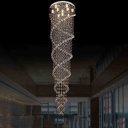 Loftslysekrone Light Pendel Light Lampe Belysningsarmaturer med K9 Crystal Double Spiral